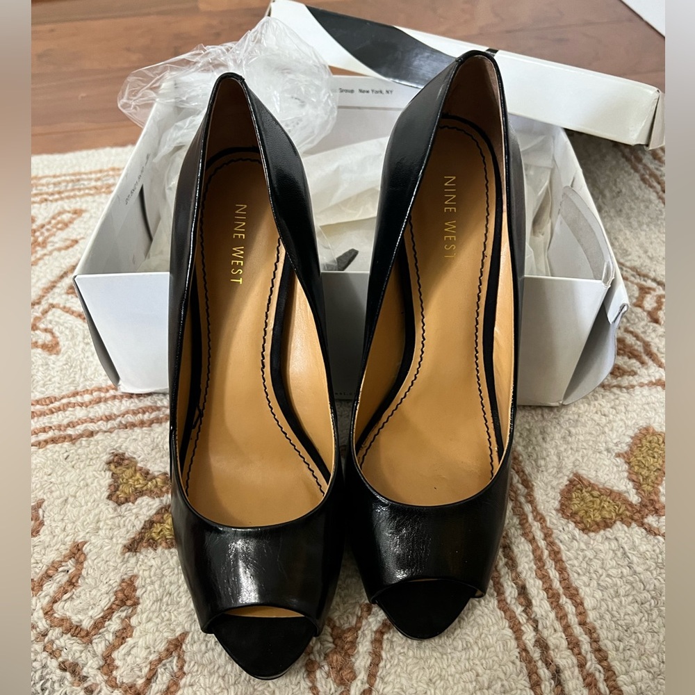 Nine West Peeptoe Leather Heels